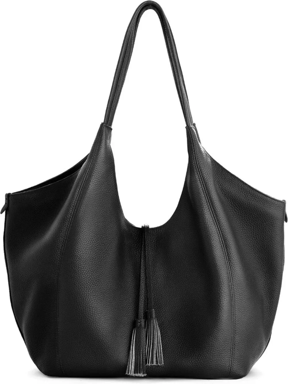 Soft Genuine Leather Slouchy Tote Hobo Bag | 2-in-1 Travel Purse, Boho Handbag